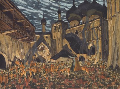 Scenografi til operaen Maid of Pskov af N. Rimsky-Korsakov af Aleksandr Jakovlevic Golovin
