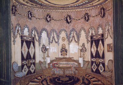 Scenedesign til teaterstykket Two Brothers af M. Lermontov, 1915 af Aleksandr Jakovlevic Golovin