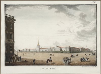 Admiralitetet i Sankt Petersborg - Alexander Pavlovich Bryullov (1798-1877). Litografi, akvarel af Aleksandr Pavlovich Bryullov
