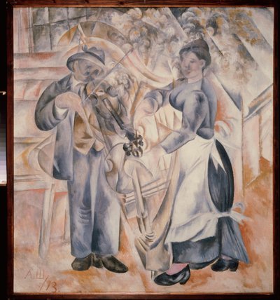 Musikerne. Maleri af Alexander Vasilyevich Shevchenko (Alexander Shevchenko) (1883-1948), olie på lærred af Aleksandr Vasilievich Shevchenko