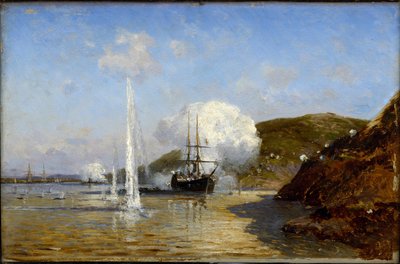 Nikolai Skrydlovs (1844-1918) handling på Donau af Alexei Petrovich Bogolyubov (Bogoliubov eller Bogolioubov) (1824-1896) af Aleksei Petrovich Bogolyubov
