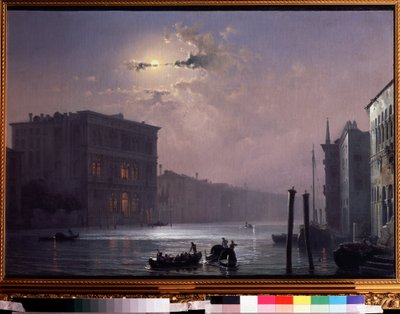 Canal Grande i Venedig (Italien (The Grand Canal in Venice). Maleri af Alexei Petrovich Bogolyubov (Bogoliubov eller Bogoliubov) (1824-1896). Olie på lærred, efter 1854, 63,8 x 90,5 cm, russisk kunst. State V. Tropinin Museum, Moskva. af Aleksei Petrovich Bogolyubov
