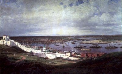 Udsigt over Nizhny Novgorod (olie på lærred) af Aleksei Petrovich Bogolyubov