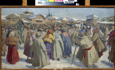 Før en prikhaz, i Moskva (Rusland). (Mængden samledes foran et administrativt eller juridisk kontor af Aleksey Fyodorovich Afanasiev