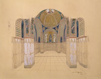 Design til et kirkeinteriør af Aleksey Shchusev