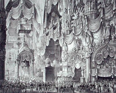 Kroningen af Ferdinand I (1793-1875) i Milanos katedral af Alessandro (after) Sanquirico