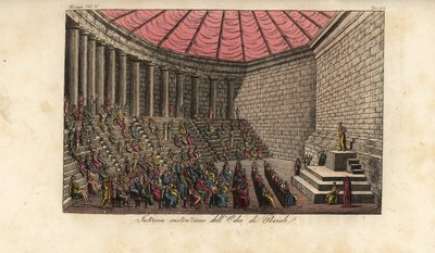 Interiør af Odeon of Athens eller Odeon of Pericles i Athen, Grækenland af Alessandro (after) Sanquirico