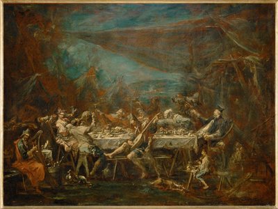 Banquet nuptial de bohemiens - Bryllupsbanket af ... af Alessandro (style of) Magnasco
