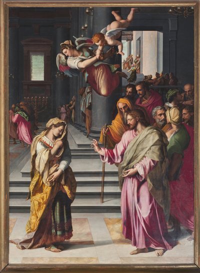 Jesus og kvinden taget i utroskab (maleri af Alessandro Allori