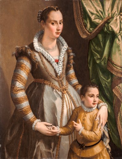 Portræt af en adelskvinde med sin søn af Alessandro Allori