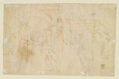 Studier af engle og amoriner (Recto); Arkitektstudier (verso) af Alessandro Casolani