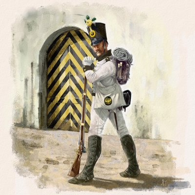 Østrigsk infanterist fra IR-regiment nr. 14 i en fæstning i 1809, 2018 af Alessandro Lonati
