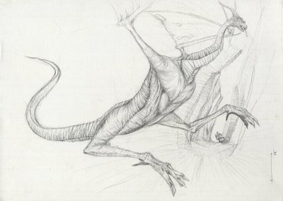Fantastic Creature: A Dragon Pencil Sketch af Alessandro Lonati af Alessandro Lonati