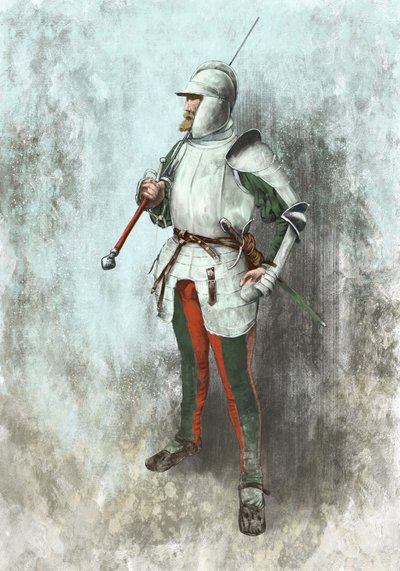 Lansquenet i rustning (illustration) af Alessandro Lonati