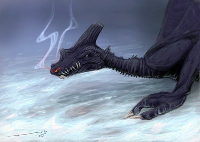 Legendary Creature: A Dragon in the Snow Tegning af Alessandro Lonati af Alessandro Lonati