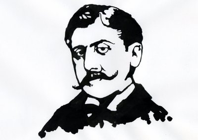 Marcel Proust (blæk på papir) af Alessandro Lonati
