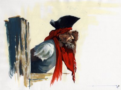 Pirate of the Caribbean ser ud i horisonten. Tegning af Alessandro Lonati. af Alessandro Lonati