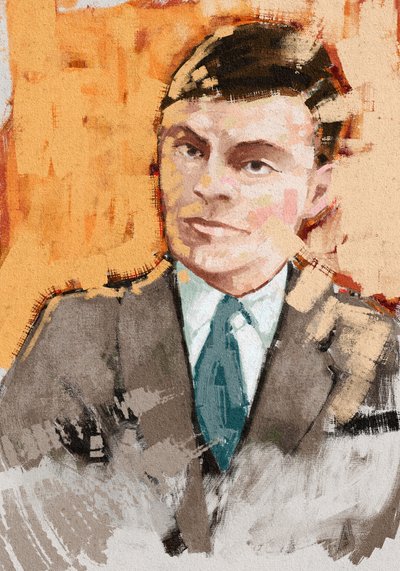 Portræt af matematiker Alan Turing, 2023 (illustration) af Alessandro Lonati