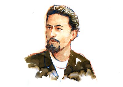 Portræt af Anton Chekov (Tjekhov eller Tjekhov af Alessandro Lonati