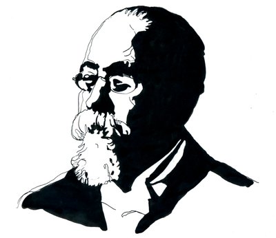Portræt af Cesare Lombroso (1835-1909) grundlægger af den italienske skole for kriminologi (Portræt af Cesare Lombroso italiensk kriminolog og læge, grundlægger af den italienske skole for positivistisk kriminologi) af Alessandro Lonati