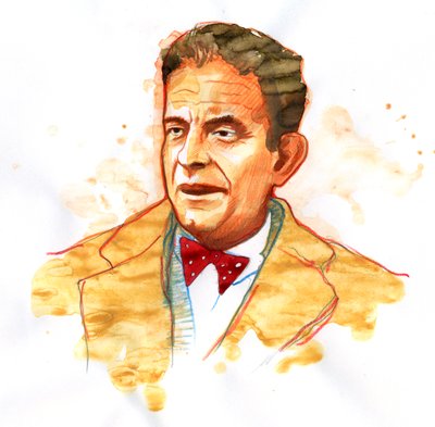 Portræt af den franske psykiater og psykoanalytiker Jacques Lacan (1901-1981) (Portræt af den franske psykoanalytiker og psykiater Jacques Lacan) af Alessandro Lonati