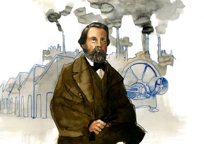 Portræt af Friedrich Engels (1820-1895), tysk socialistisk teoretiker og politiker af Alessandro Lonati