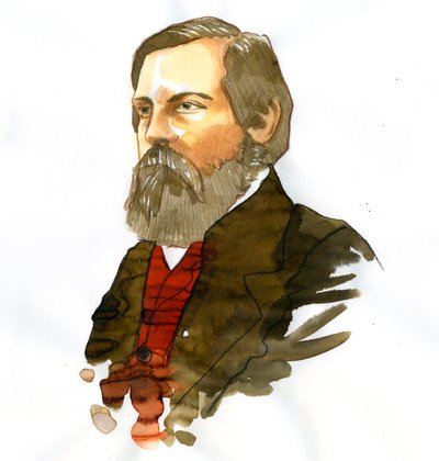 Portræt af Friedrich Engels (1820-1895), tysk socialistisk teoretiker og politiker af Alessandro Lonati