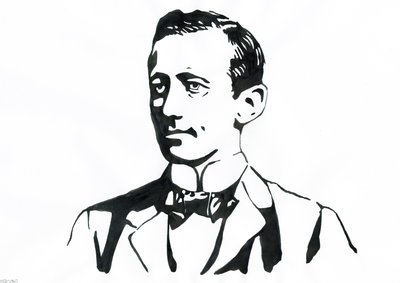 Portræt af Guglielmo Marconi (1874-1937), italiensk fysiker, opfinder af telegrafen af Alessandro Lonati