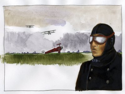 Portræt af Manfred von Richthofen kalder den røde baron (1892-1918) Tysk flyver (Portræt af Manfred von Richthofen, den røde baron, tysk jagerpilot) Illustration af Alessandro Lonati af Alessandro Lonati