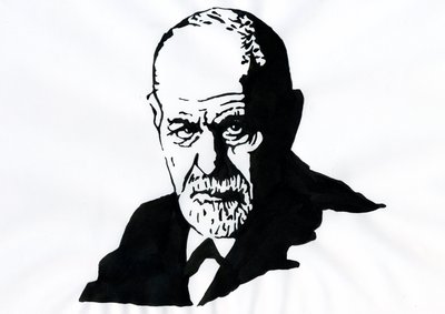 Portræt af Sigmund Freud (1856-1939), østrigsk psykiater (Portræt af Sigmund Freud østrigsk neurolog og psykoanalysens fader) - Illustration af Alessandro Lonati af Alessandro Lonati
