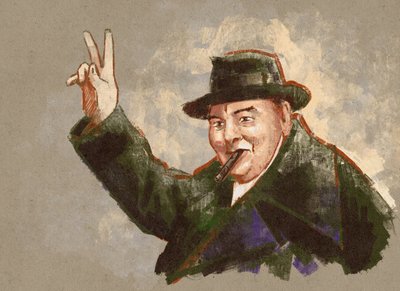 Portræt af Sir Winston Leonard Spencer Churchill (illustration) af Alessandro Lonati