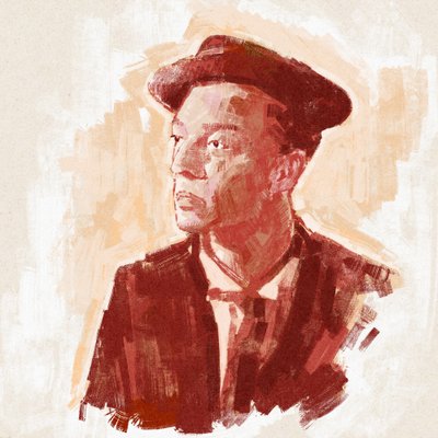 Portræt af instruktør og skuespiller Buster Keaton (illustration) af Alessandro Lonati