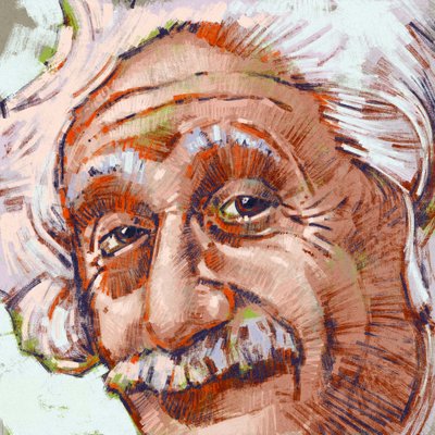Portræt af videnskabsmanden Albert Einstein (illustration) af Alessandro Lonati