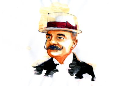 Portræt af den italienske forfatter Emilio Salgari (1863-1911) af Alessandro Lonati