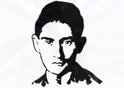 Portræt af den pragiske forfatter Franz Kafka (1883-1924) (Portræt af tysksproget romanforfatter Franz Kafka) af Alessandro Lonati