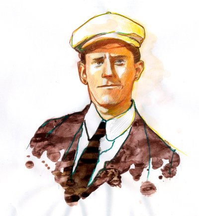 Portræt af forfatteren James Joyce (1882-1941) (Portræt af den irske romanforfatter og digter James Joyce) af Alessandro Lonati