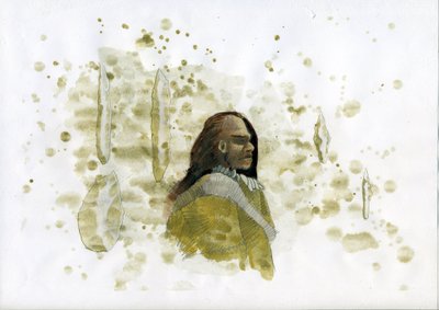 Forhistorie: Neandertalermand med flintværktøj Illustration af Alessandro Lonati af Alessandro Lonati