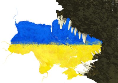Rusland angriber Ukraine for at spise det, 2022 (illustration) af Alessandro Lonati