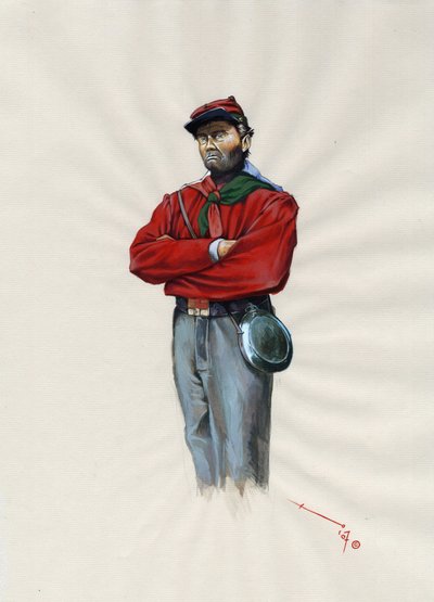 Andet imperium (1852-1870): Italiensk forening (Risorgimento), frivillig officer for den garibaldianske hær kendt som "rød skjorte"-kæmper for Giuseppe Garibaldis (1807-1882) sag i Italien af Alessandro Lonati