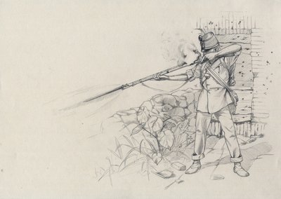 Andet imperium (1852-1870): infanteristskydning, soldat fra den østrigske hær, østrig-ungarsk (østrig-ungarsk) af Alessandro Lonati