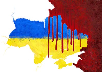 Ukraine blodet af Rusland, 2022 (illustration) af Alessandro Lonati