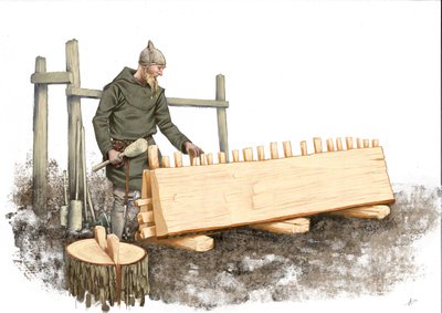 vikingeskibstømrer arbejder af Alessandro Lonati
