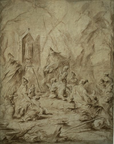 Balladesanger ved en jomfruhelligdom af Alessandro Magnasco