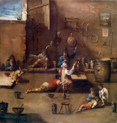 Hundetræning, c1690-1745 af Alessandro Magnasco