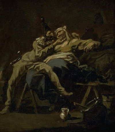 Pulcinella og Colombina af Alessandro Magnasco