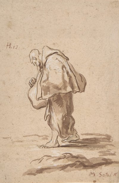 Stående pilgrimsbroder, ca. 1705-20. af Alessandro Magnasco