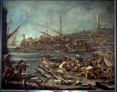 Boarding af galerianerne i porten med gener maleri af Alessandro Magnasco (1667-1749). Svag. 1,16 x 1,42. Bordeaux, Museum of Fine Arts af Alessandro Magnasco