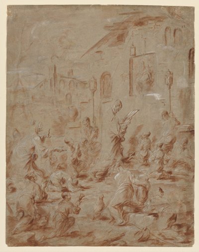 Tilbedere ved en gadehelligdom af Alessandro Magnasco