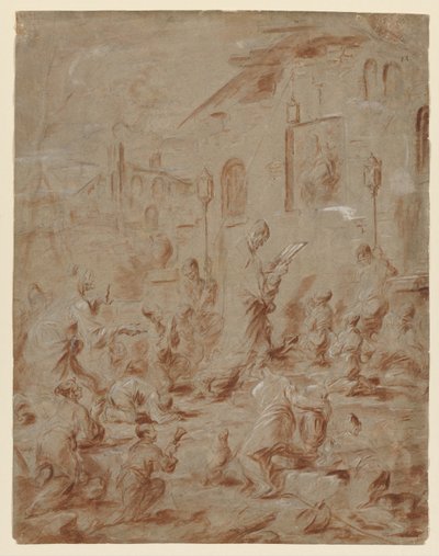 Tilbedere ved en Street Shrine, 173040. af Alessandro Magnasco