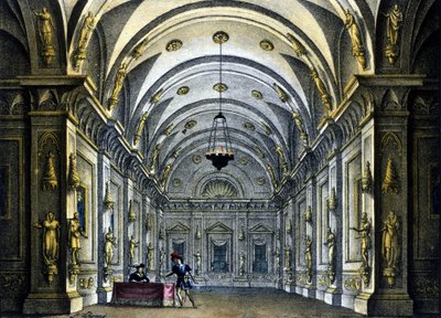 Scenografi af Sanquirico til operaen "Anna Bolena" af Gaetano Donizetti (1797-1848) repræsenteret på Teatro Carcano i Milano af Alessandro Sanquirico